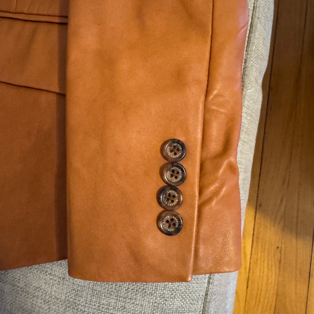 Ralph Lauren Women's Tan Leather Blazer - Picture 10 of 13